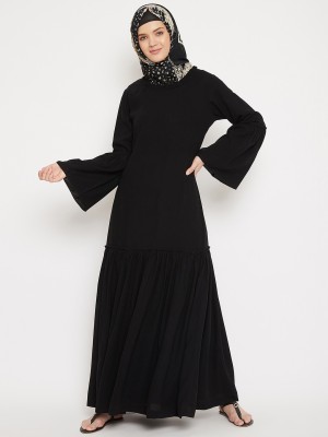 Momin Libas Polyester Abaya(Black)