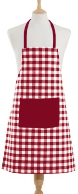 Feather Green Cotton Home Use Apron - Free Size(Maroon, Single Piece)