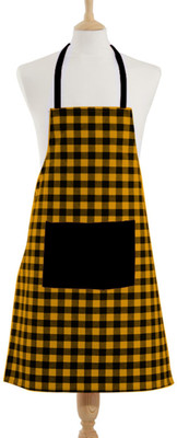 Feather Green Cotton Home Use Apron - Free Size(Yellow, Black, Single Piece)