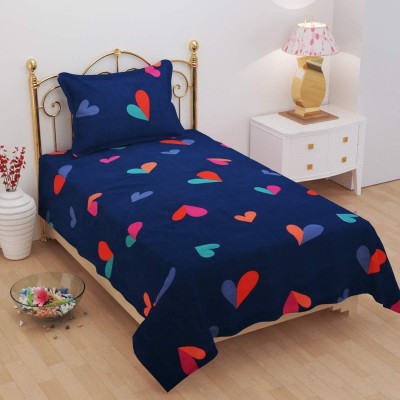 Laying Style 160 TC Cotton Single Printed Fitted (Elastic) Bedsheet(Pack of 1, Blue)