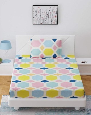 Laying Style 160 TC Cotton Single Polka Fitted (Elastic) Bedsheet(Pack of 1, Multicolor)
