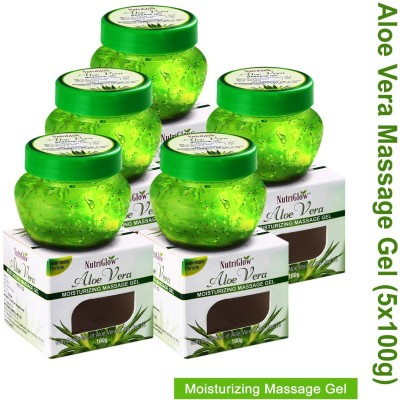 NutriGlow Aloe Vera Moisturizing Massage Gel 100gm Pack of 5(500 g)