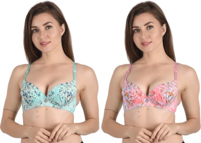 Alexana Women T-Shirt Lightly Padded Bra(Light Green, Pink)