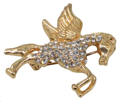 Sullery Men Women Fashion Silver Rhinestone Gold Plated Flying Horse Pegasus Pin Brooch Brooch(Gold)