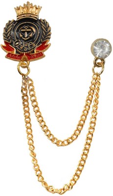 Shiv Jagdamba  Crystal King Crown Anchor Label Pin  With Hanging Chain Label Pin Suit Brooch(Red, Gold)
