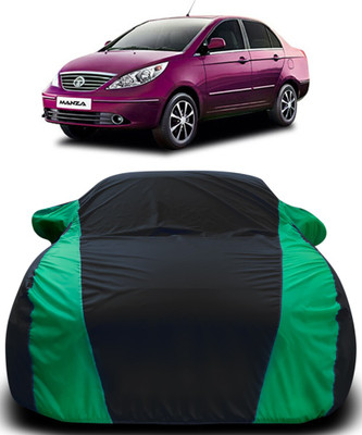 APNEK Car Cover For Tata Manza (With Mirror Pockets)(Black, Green)