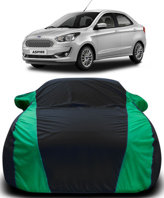 MoTRoX Car Cover For Ford Aspire (With Mirror Pockets)(Black, Green)
