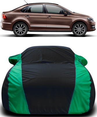 MoTRoX Car Cover For Volkswagen Vento (With Mirror Pockets)(Black, Green)