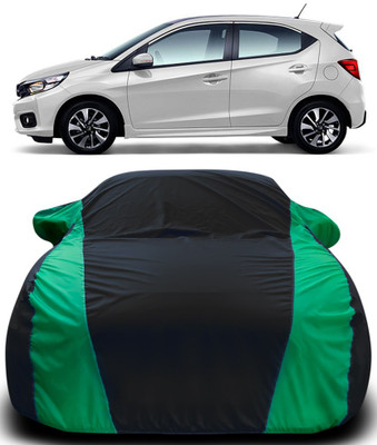 MoTRoX Car Cover For Honda Brio (With Mirror Pockets)(Black, Green)