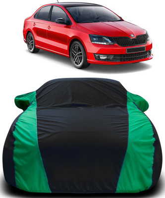 Gavya Car Cover For Skoda Rapid (With Mirror Pockets)(Black, Green)