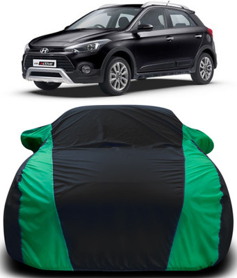MoTRoX Car Cover For Hyundai i20 Active (With Mirror Pockets)(Black, Green)