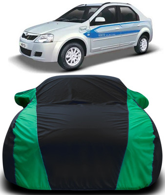 MoTRoX Car Cover For Mahindra e-Verito (With Mirror Pockets)(Black, Green)