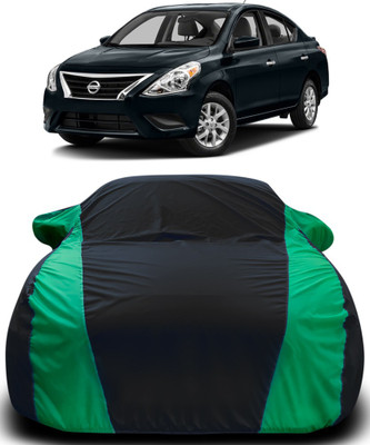 Gavya Car Cover For Nissan Versa (With Mirror Pockets)(Black, Green)