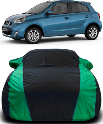 APNEK Car Cover For Nissan Micra (With Mirror Pockets)(Black, Green)