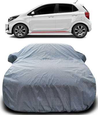 APNEK Car Cover For Kia Picanto (With Mirror Pockets)(Black, White)