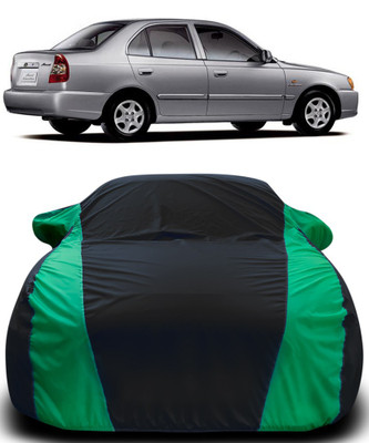 MoTRoX Car Cover For Hyundai Accent Viva (With Mirror Pockets)(Black, Green)