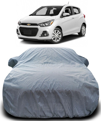 MoTRoX Car Cover For Chevrolet Spark (With Mirror Pockets)(Black, White)