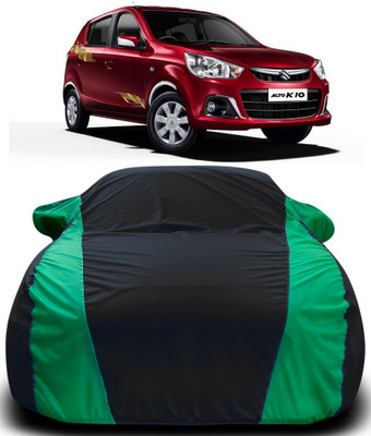 APNEK Car Cover For Maruti Suzuki Alto K10 (With Mirror Pockets)(Black, Green)