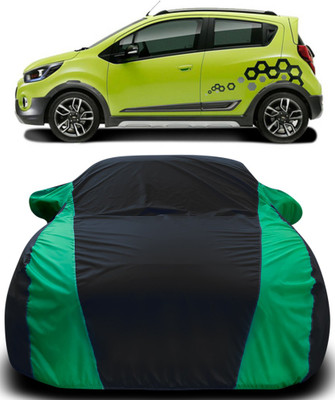 MoTRoX Car Cover For Chevrolet Beat (With Mirror Pockets)(Black, Green)