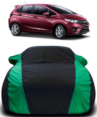 NUMBOR ONE Car Cover For Honda Jazz (With Mirror Pockets)(Black, Green)