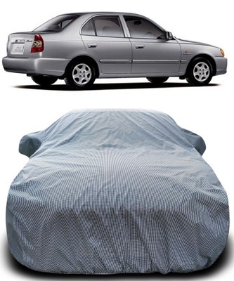 Gavya Car Cover For Hyundai Accent Viva (With Mirror Pockets)(Black, White)