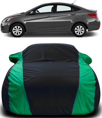 Gavya Car Cover For Hyundai Accent (With Mirror Pockets)(Black, Green)