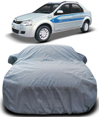 MoTRoX Car Cover For Mahindra e-Verito (With Mirror Pockets)(Black, White)