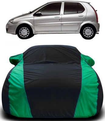 MoTRoX Car Cover For Tata Indica V2 (With Mirror Pockets)(Black, Green)