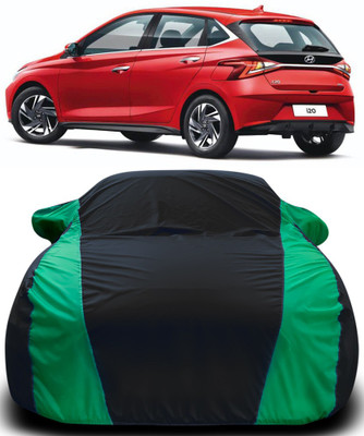 NUMBOR ONE Car Cover For Hyundai Elite i20 2020 (With Mirror Pockets)(Black, Green)