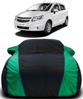 Gavya Car Cover For Chevrolet UVA (With Mirror Pockets)(Black, Green)