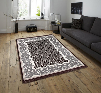 Zesture Brown Chenille Carpet(4 ft,  X 7 ft, Rectangle)