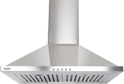 Glen Pyramid Kitchen Chimney 6050 Junior DX Stainless Steel Baffle Filters 60 cm 1000 m3/h Wall Mounted Chimney