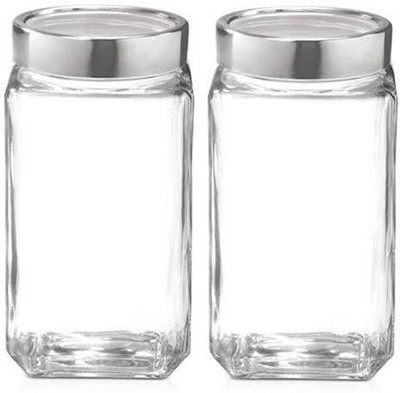 MD Retail Glass Grocery Container  - 1000 ml(Pack of 2, Clear)