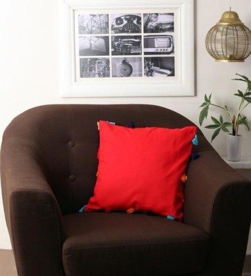 Lushomes Plain Cushions Cover(60 cm*60 cm, Red)