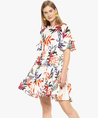 CAMPUS SUTRA Women Fit and Flare Multicolor Above Knee/Mid Thigh Length Dress