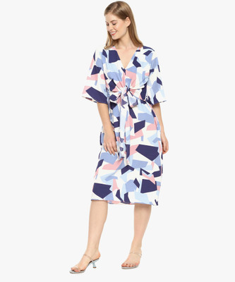 CAMPUS SUTRA Women Fit and Flare Multicolor Above Knee/Mid Thigh Length Dress