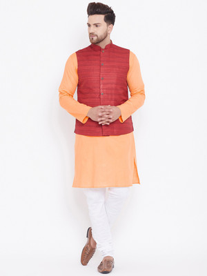 VASTRAMAY Men Kurta Pyjama Ethnic Jacket Set