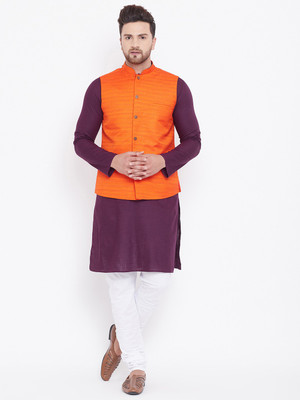 VASTRAMAY Men Kurta Pyjama Ethnic Jacket Set
