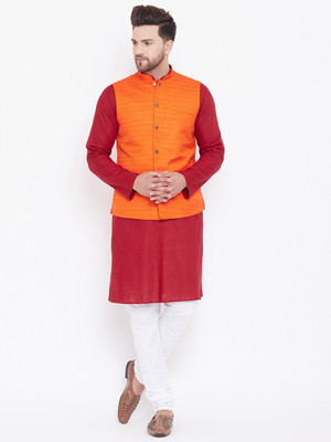 VASTRAMAY Men Kurta Pyjama Ethnic Jacket Set