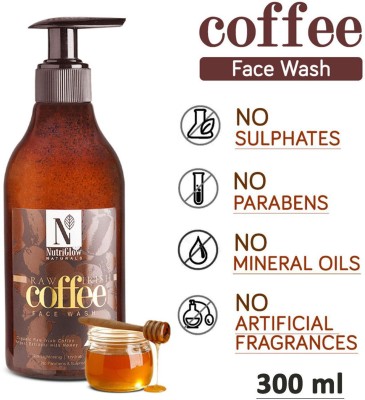NutriGlow NATURAL'S Natural's Coffee  / Organic Raw Irish Coffee Face Wash(300 ml)