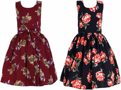 CINDERELLA THE CREATIONS FACTORY Baby Girls Below Knee Casual Dress(Multicolor, Sleeveless)