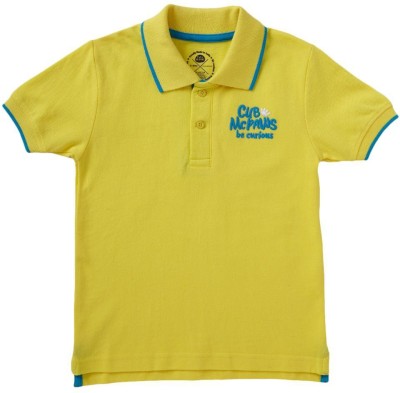 Cub McPaws Boys Solid Pure Cotton T Shirt(Yellow, Pack of 1)