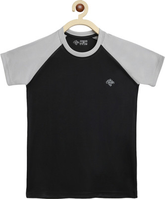 CHIMPRALA Boys Colorblock Polyester Regular T Shirt(Grey, Pack of 1)