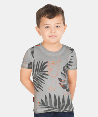 GINI JONY Baby Boys Graphic Print Cotton Blend T ShirtGrey Pack of 1