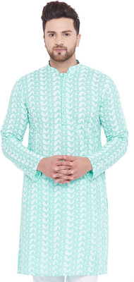 VASTRAMAY Men Printed Straight Kurta(Green)