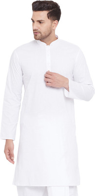 VASTRAMAY Men Solid Straight Kurta(White)