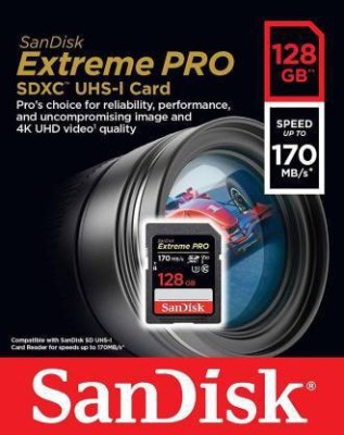 SanDisk Extreme Pro 128 GB SDXC Class 10 170 Mbps  Memory Card(With Adapter)