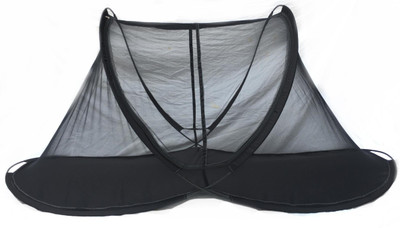 Aim Emporium Polyester Adults Washable (Size: 210 x 110 x 90) Foldable Mosquito Net For One Person Sit-in Free standing with one Side Slidder Gate (BLACK) Mosquito Net(Black, Tent)