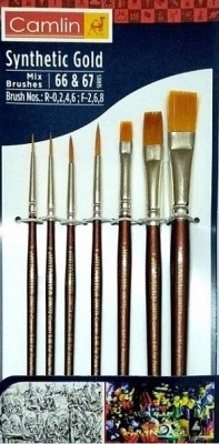 Kokuyo Camlin Synthetic Gold Hair Artist Brushes(Set of 7, Brown)