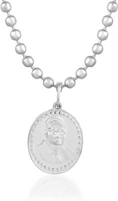 morir Silver Plated DR.B.R. AMBEDKAR Baba Saheb with Buddha Dhyana Meditation Mudra Oval Coin Shaped Pendant Locket Fashion Jewellery for Men and Women Silver Brass Pendant